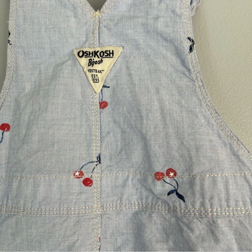 Baby OshKosh B'Gosh Girl's Denim Cherry Overall Dress Size 3T